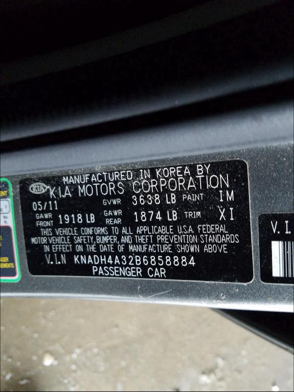 2011 KIA RIO BASE KNADH4A32B6858884