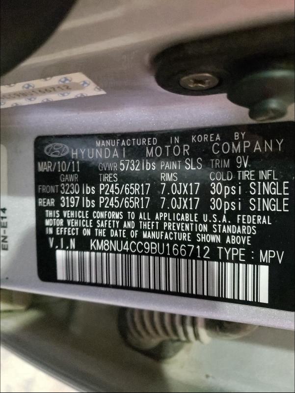 2011 HYUNDAI VERACRUZ G KM8NU4CC9BU166712