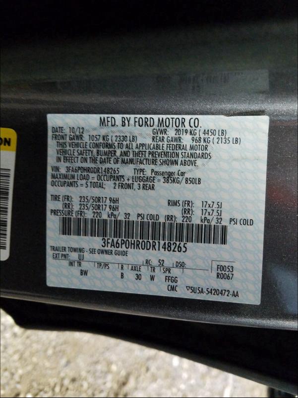 2013 FORD FUSION 3FA6P0HR0DR148265