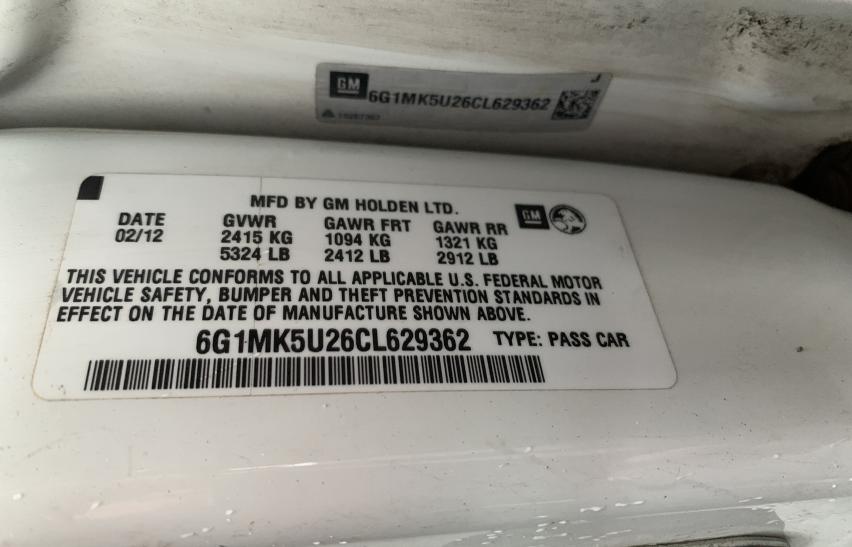 2012 CHEVROLET CAPRICE PO 6G1MK5U26CL629362