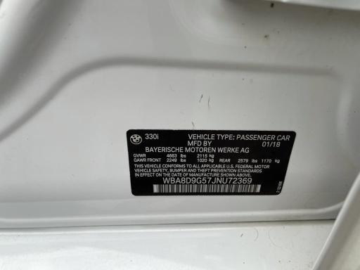 2018 BMW 330 XI WBA8D9G57JNU72369