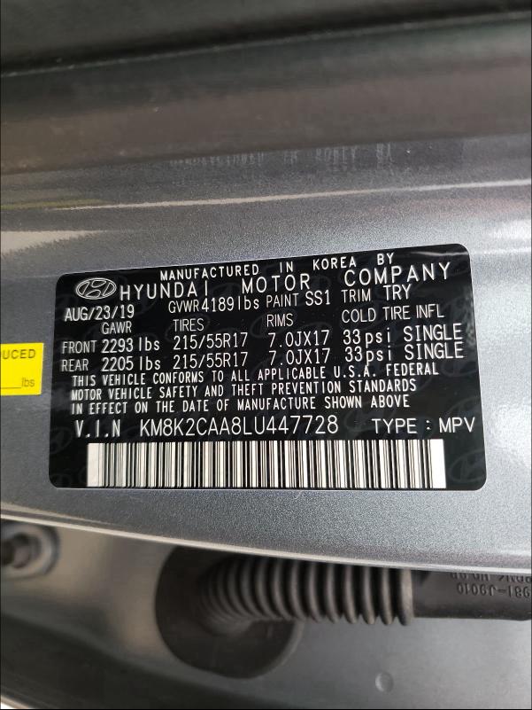 2020 HYUNDAI KONA SEL KM8K2CAA8LU447728
