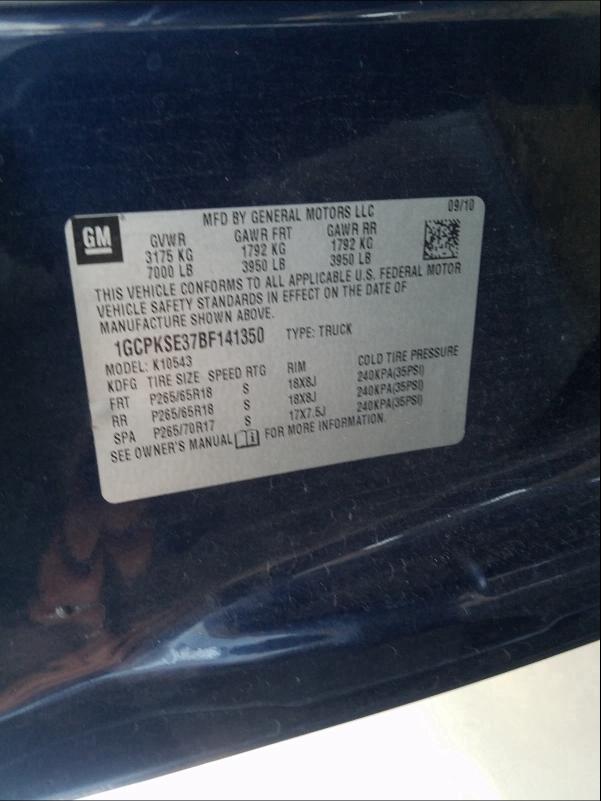 2011 CHEVROLET SILVRDO LT 1GCPKSE37BF141350
