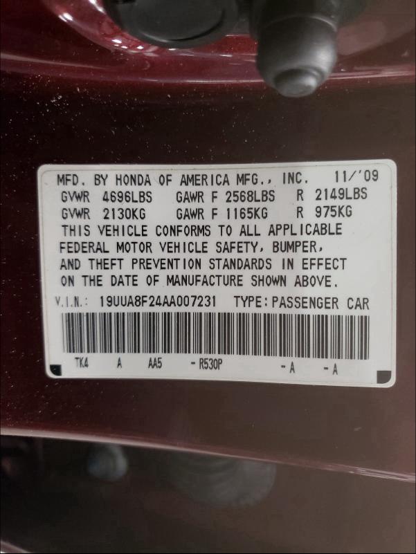 2010 ACURA TL 19UUA8F24AA007231