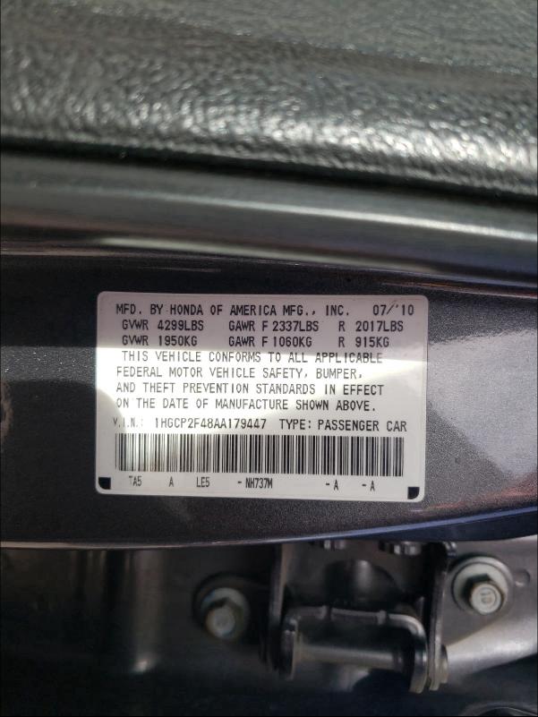2010 HONDA ACCORD LXP 1HGCP2F48AA179447