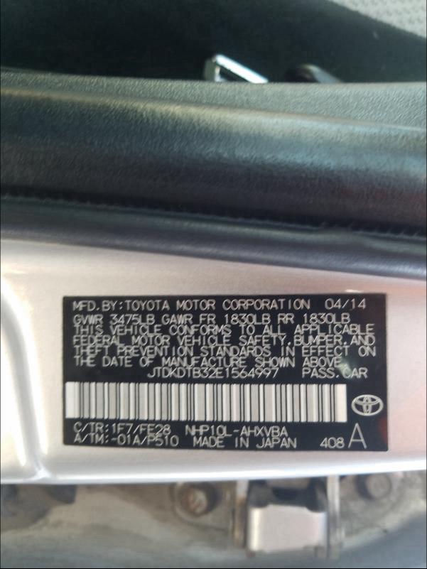 2014 TOYOTA PRIUS C JTDKDTB32E1564997