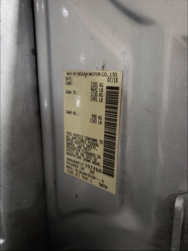 2018 NISSAN MAXIMA 3.5 1N4AA6AP3JC397466