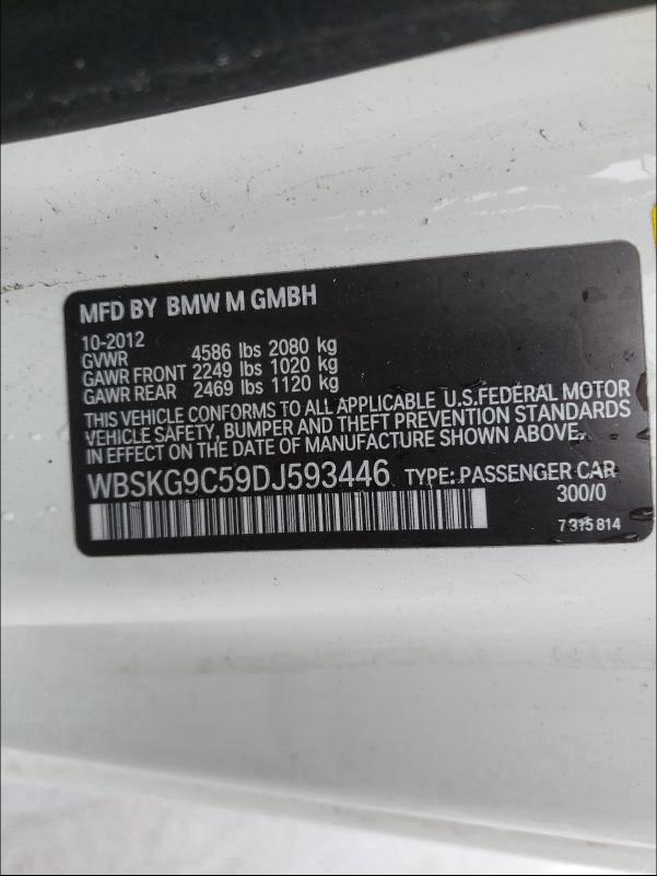 2013 BMW M3 WBSKG9C59DJ593446
