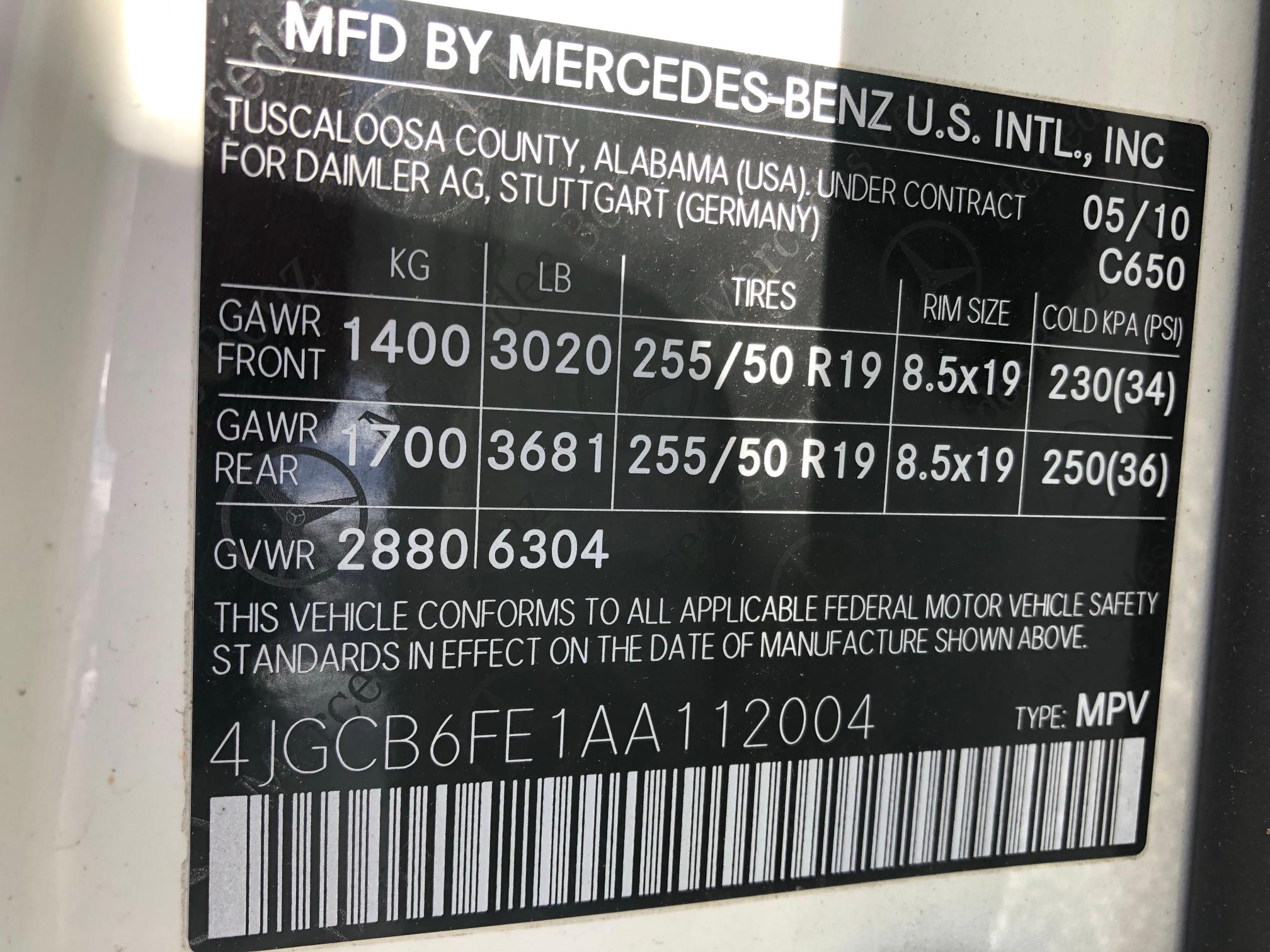2010 MERCEDES-BENZ R 350 4MAT 4JGCB6FE1AA112004