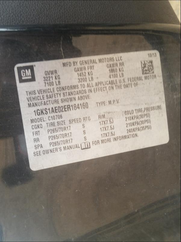 2014 GMC YUKON SLE 1GKS1AE02ER184160