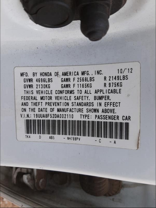 2013 ACURA TL TECH 19UUA8F52DA002110