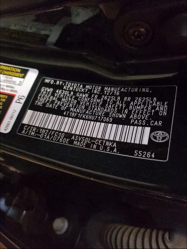 2017 TOYOTA CAMRY 4T1BF1FK6HU717069