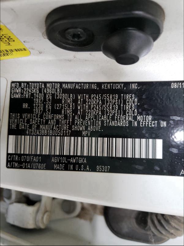2011 TOYOTA VENZA - 4T3ZA3BB1BU050117