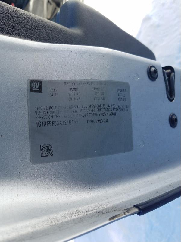2010 CHEVROLET COBALT 2LT 1G1AF5F53A7216185
