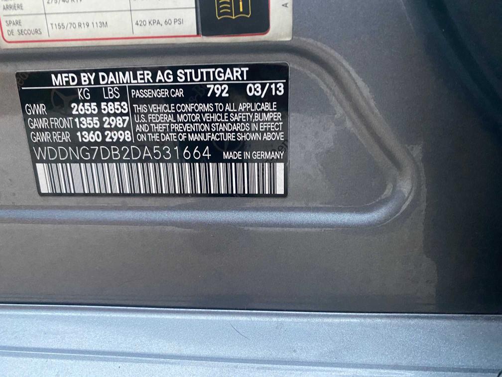 2013 MERCEDES-BENZ S 550 WDDNG7DB2DA531664