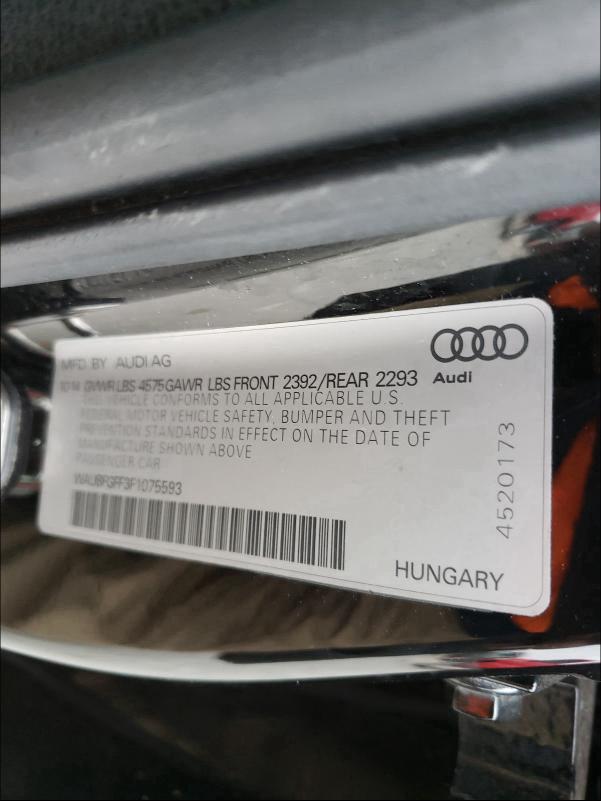 2015 AUDI S3 PREMIUM WAUBFGFF3F1075593