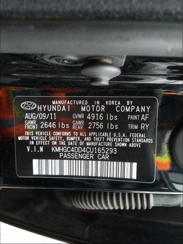 2012 HYUNDAI GENESIS 3. - KMHGC4DD4CU165293