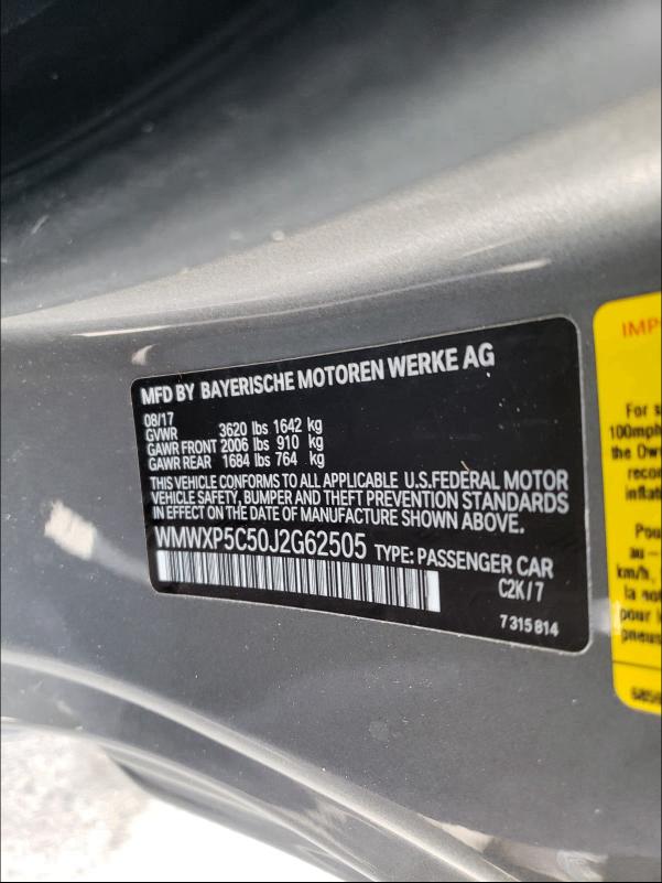 2018 MINI COOPER WMWXP5C50J2G62505