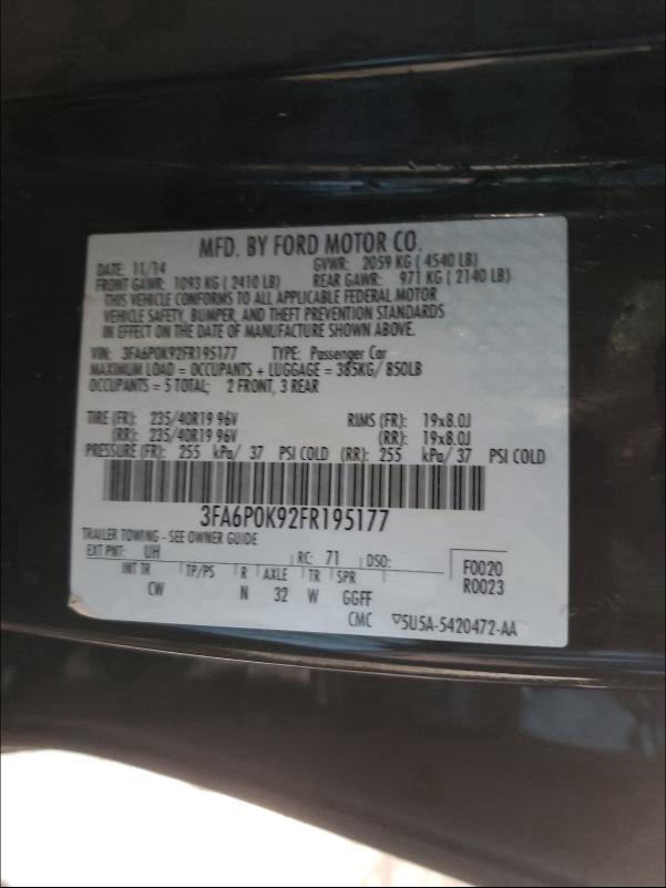 2015 FORD FUSION TIT - 3FA6P0K92FR195177