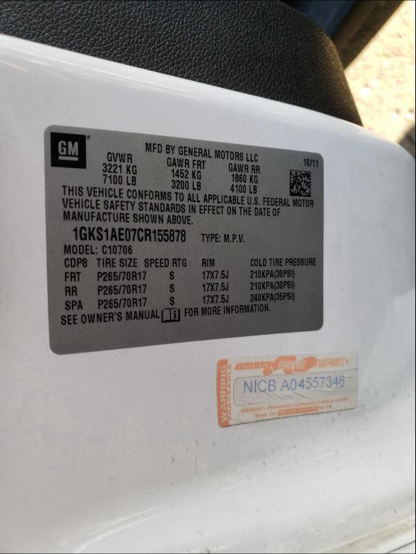 2012 GMC YUKON SLE 1GKS1AE07CR155878