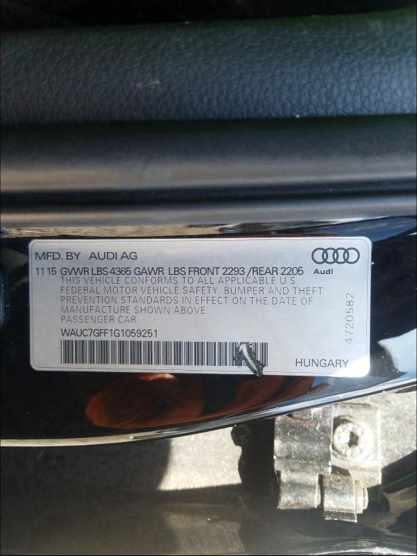 2016 AUDI A3 PREMIUM WAUC7GFF1G1059251