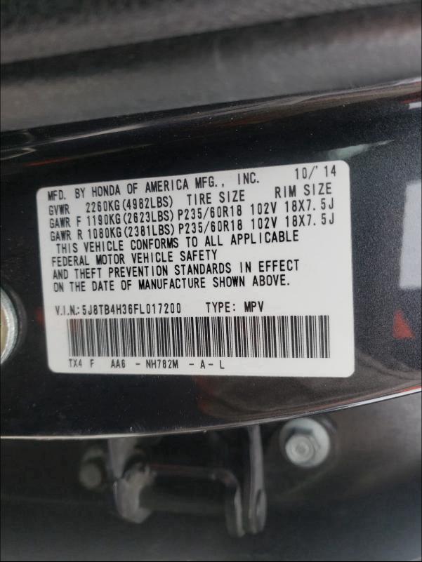 2015 ACURA RDX 5J8TB4H36FL017200