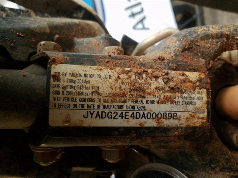 2013 YAMAHA XT250 JYADG24E4DA000898