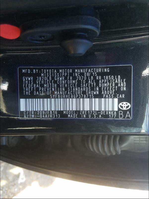 2016 TOYOTA COROLLA L - 5YFBURHE8GP378715