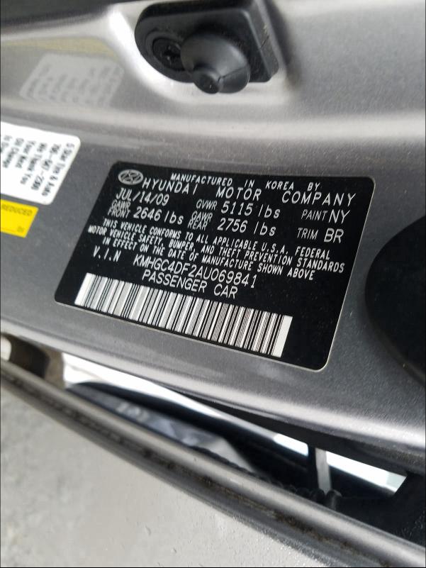 2010 HYUNDAI GENESIS 4. KMHGC4DF2AU069841