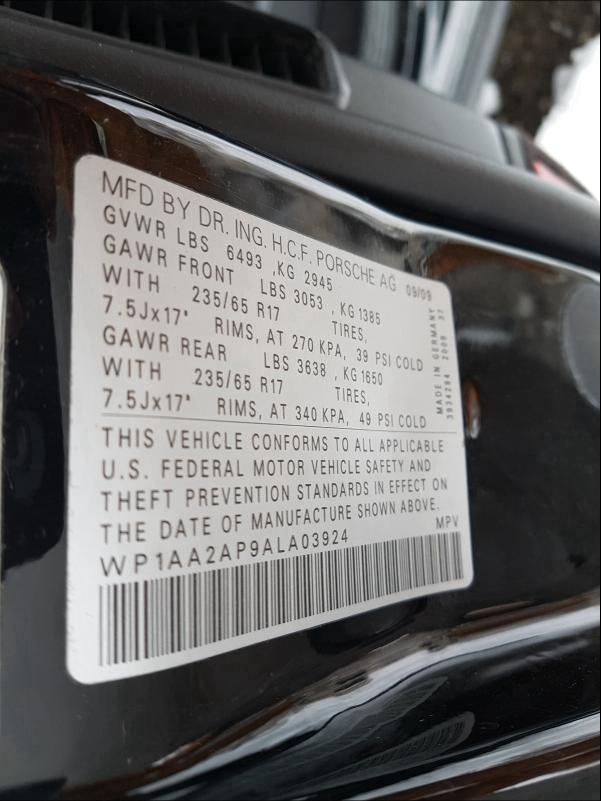 2010 PORSCHE CAYENNE WP1AA2AP9ALA03924