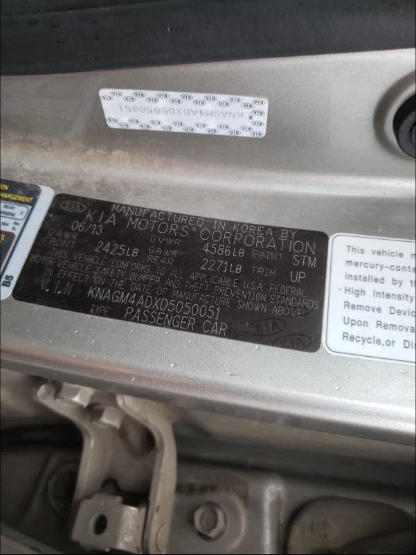 2013 KIA OPTIMA HYB KNAGM4ADXD5050051