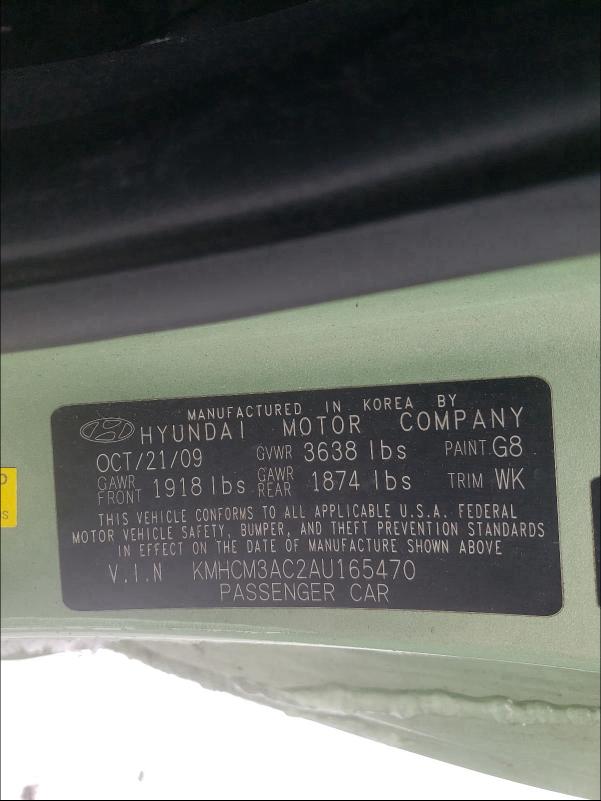 2010 HYUNDAI ACCENT BLU KMHCM3AC2AU165470