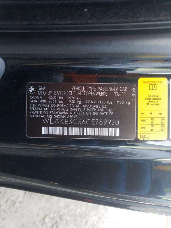 2012 BMW 328 I - WBAKE3C56CE769920