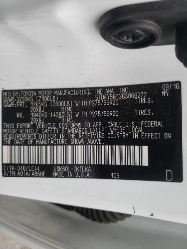 2016 TOYOTA SEQUOIA LI - 5TDKY5G13GS066272