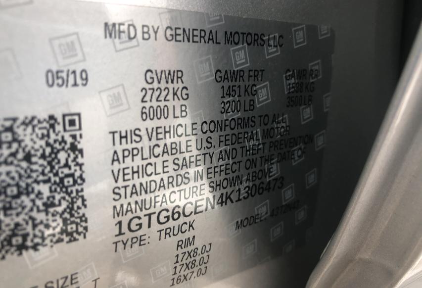 2019 GMC CANYON SLE 1GTG6CEN4K1306473