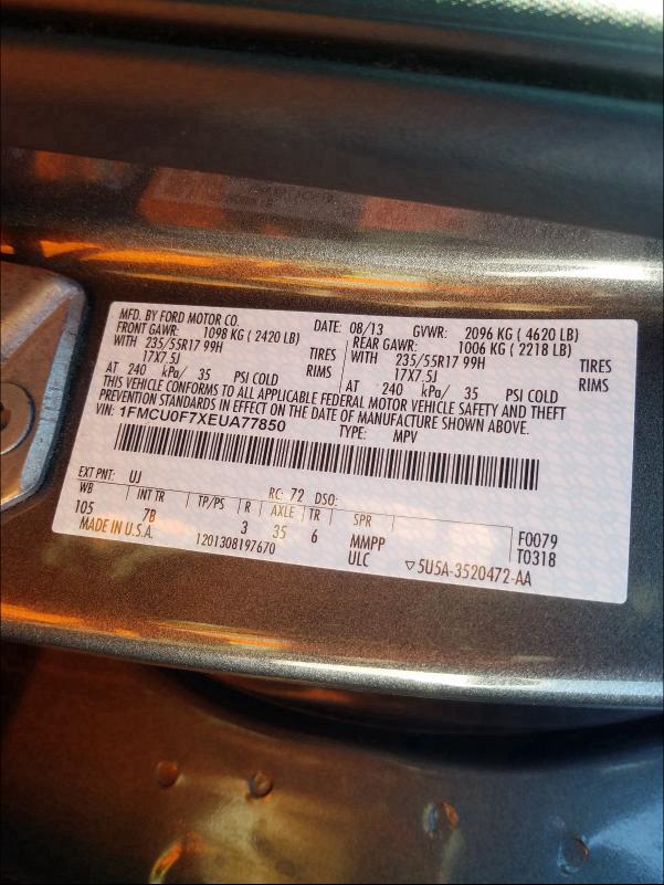 2014 FORD ESCAPE 1FMCU0F7XEUA77850