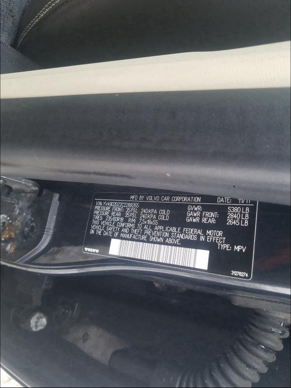 2012 VOLVO XC60 T6 YV4902DZ2C2288265