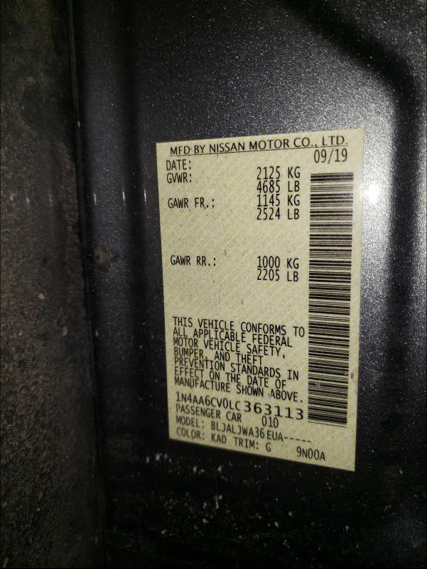 2020 NISSAN MAXIMA SV 1N4AA6CV0LC363113