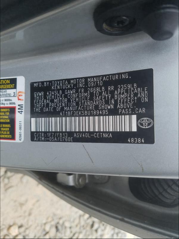2011 TOYOTA CAMRY BASE 4T1BF3EK5BU189495