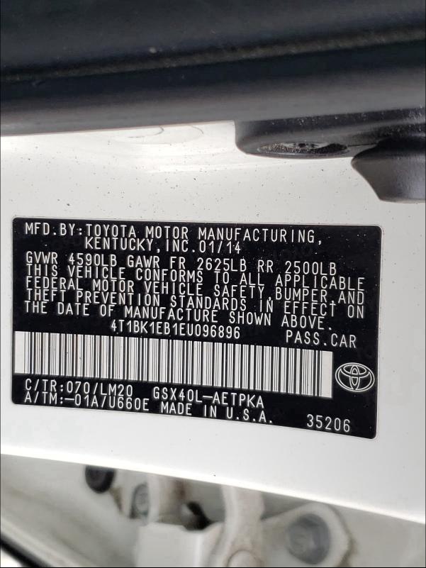 2014 TOYOTA AVALON BAS 4T1BK1EB1EU096896
