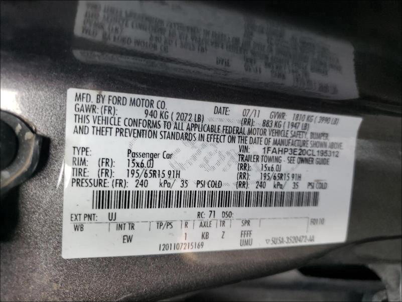 2012 FORD FOCUS S - 1FAHP3E20CL195312