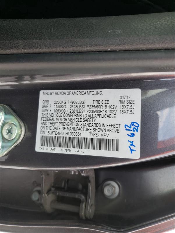 2017 ACURA RDX 5J8TB4H36HL030354