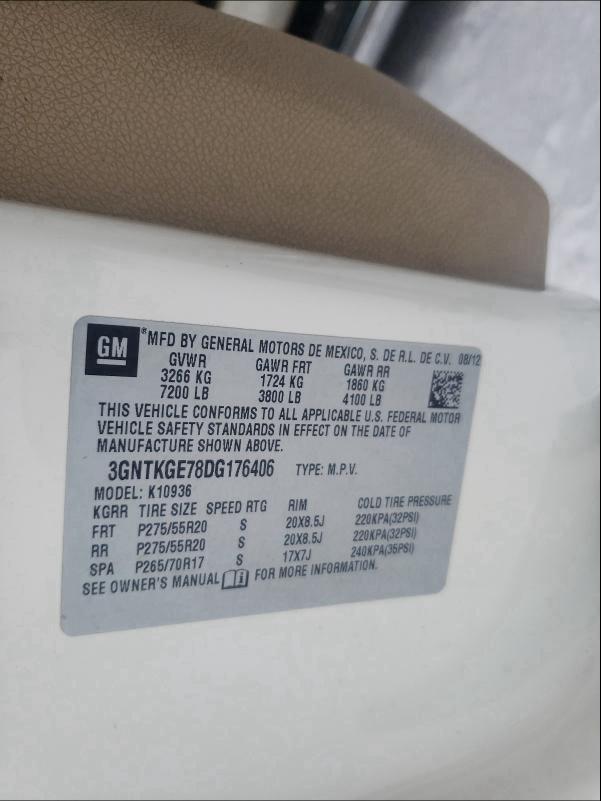 2013 CHEVROLET AVALANCHE 3GNTKGE78DG176406