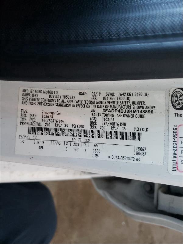 2019 FORD FIESTA SE - 3FADP4BJ8KM148896