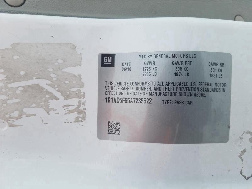 2010 CHEVROLET COBALT 1LT 1G1AD5F55A7235522