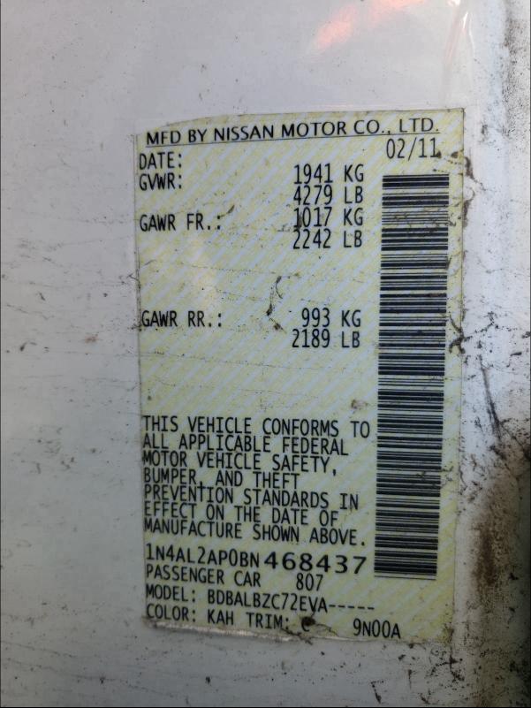 2011 NISSAN ALTIMA BAS - 1N4AL2AP0BN468437