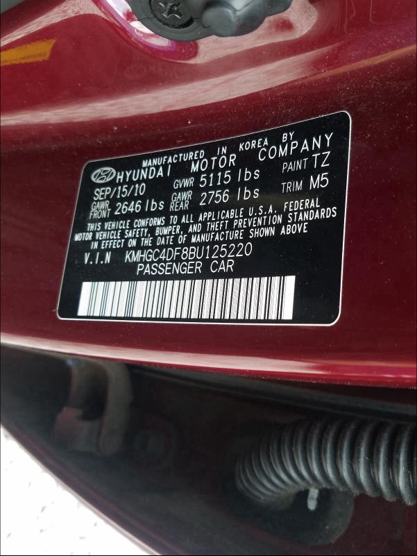 2011 HYUNDAI GENESIS 4. KMHGC4DF8BU125220