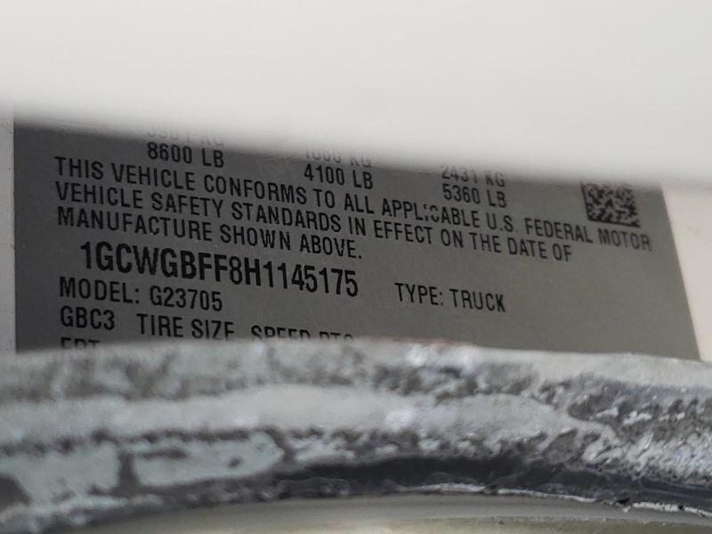 2017 CHEVROLET EXPRESS G2 1GCWGBFF8H1145175