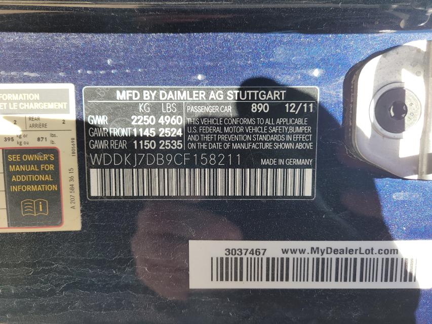 2012 MERCEDES-BENZ E 550 WDDKJ7DB9CF158211
