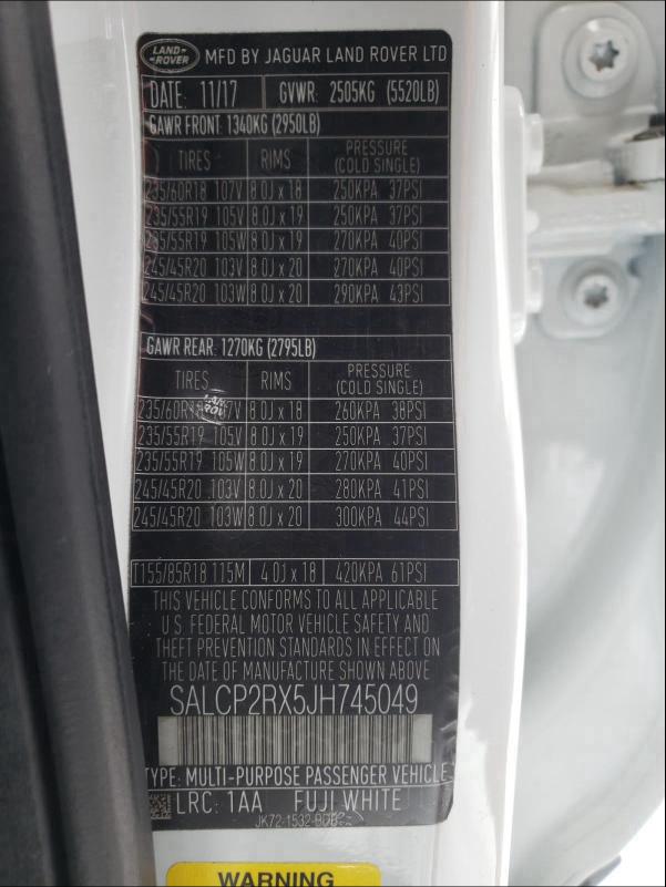 2018 LAND ROVER DISCOVERY SALCP2RX5JH745049